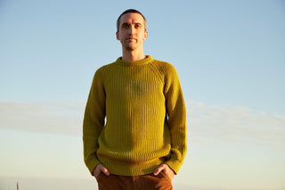 Fisherman rib jumper in gorse yellow