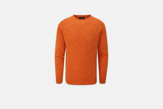 Gloverall merino wool jumper in burnt orange, knitted in England