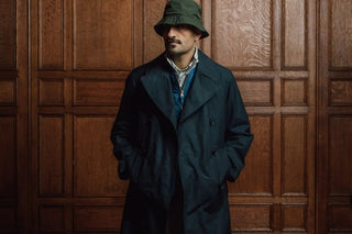 Men's Raleigh trench coat in navy, made in England