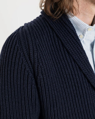 Men's Shawl Collar Cardigan in Navy by Gloverall