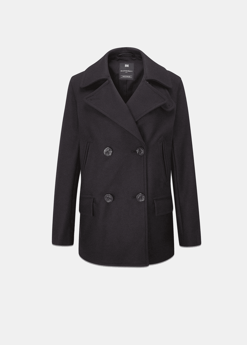 Classic wool cashmere reefer blend coat sales