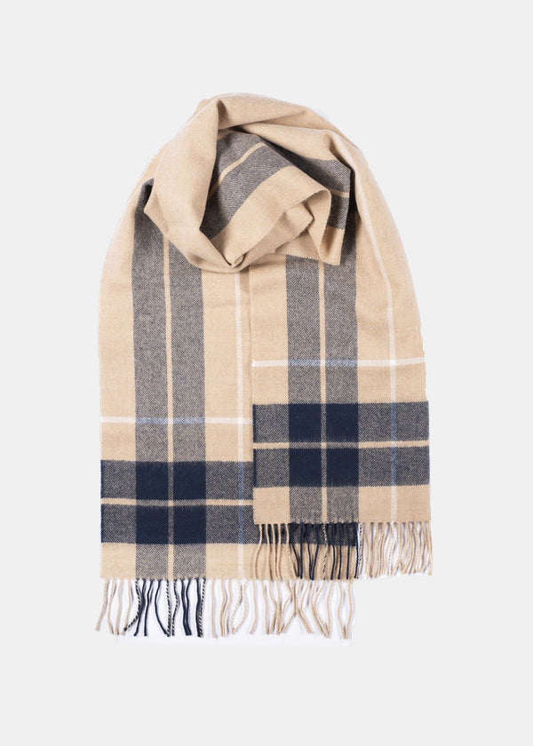 Oversized Lambswool Scarf Camel Check