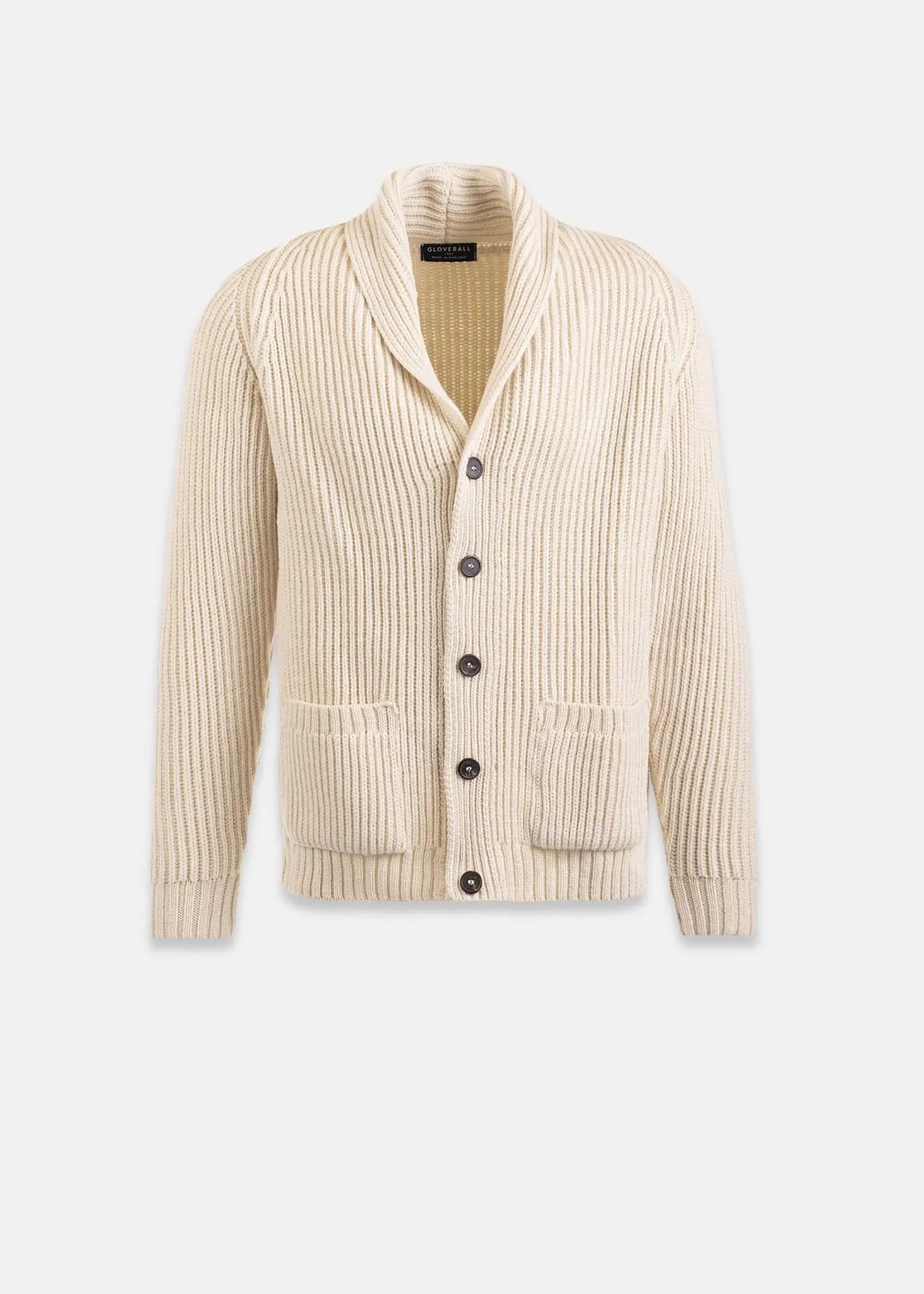 Men's Shawl Collar Cardigan Ecru - Main Image