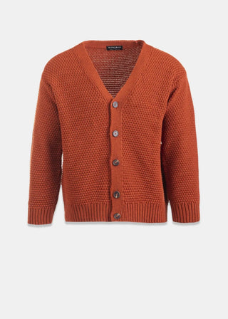 Men's Moss Stitch Cardigan Burnt Orange Gloverall