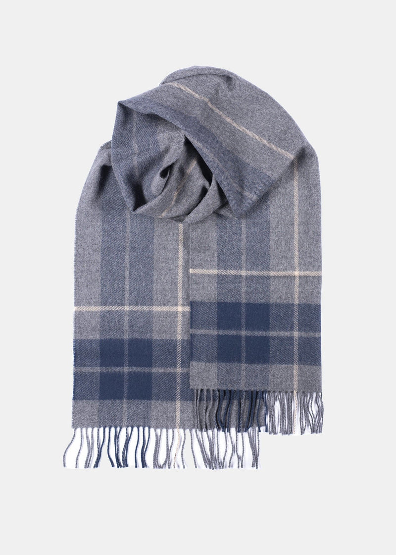 Oversized Lambswool Scarf Grey Check