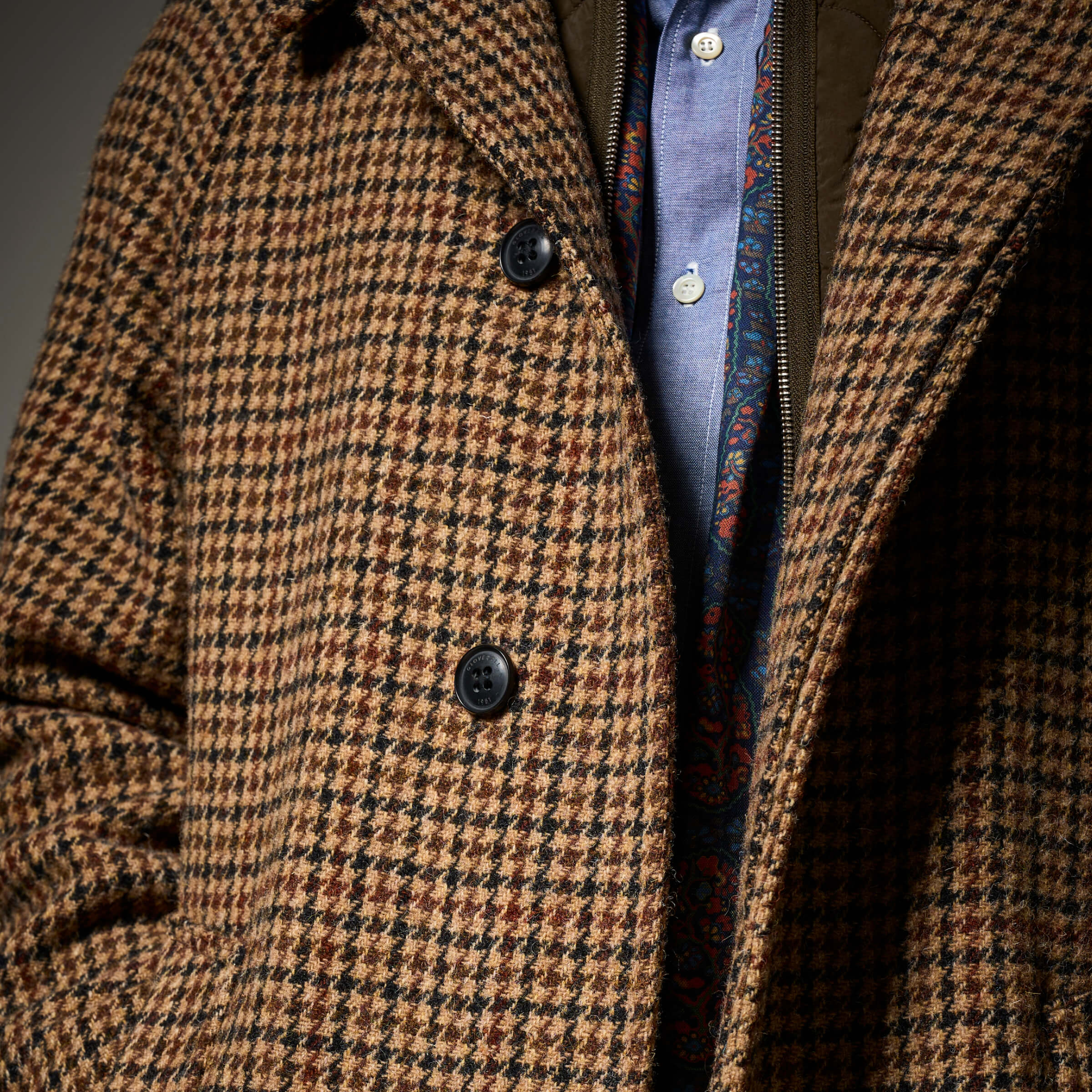 Men's Hynes Harris Tweed Coat Charcoal Herringbone - Gloverall