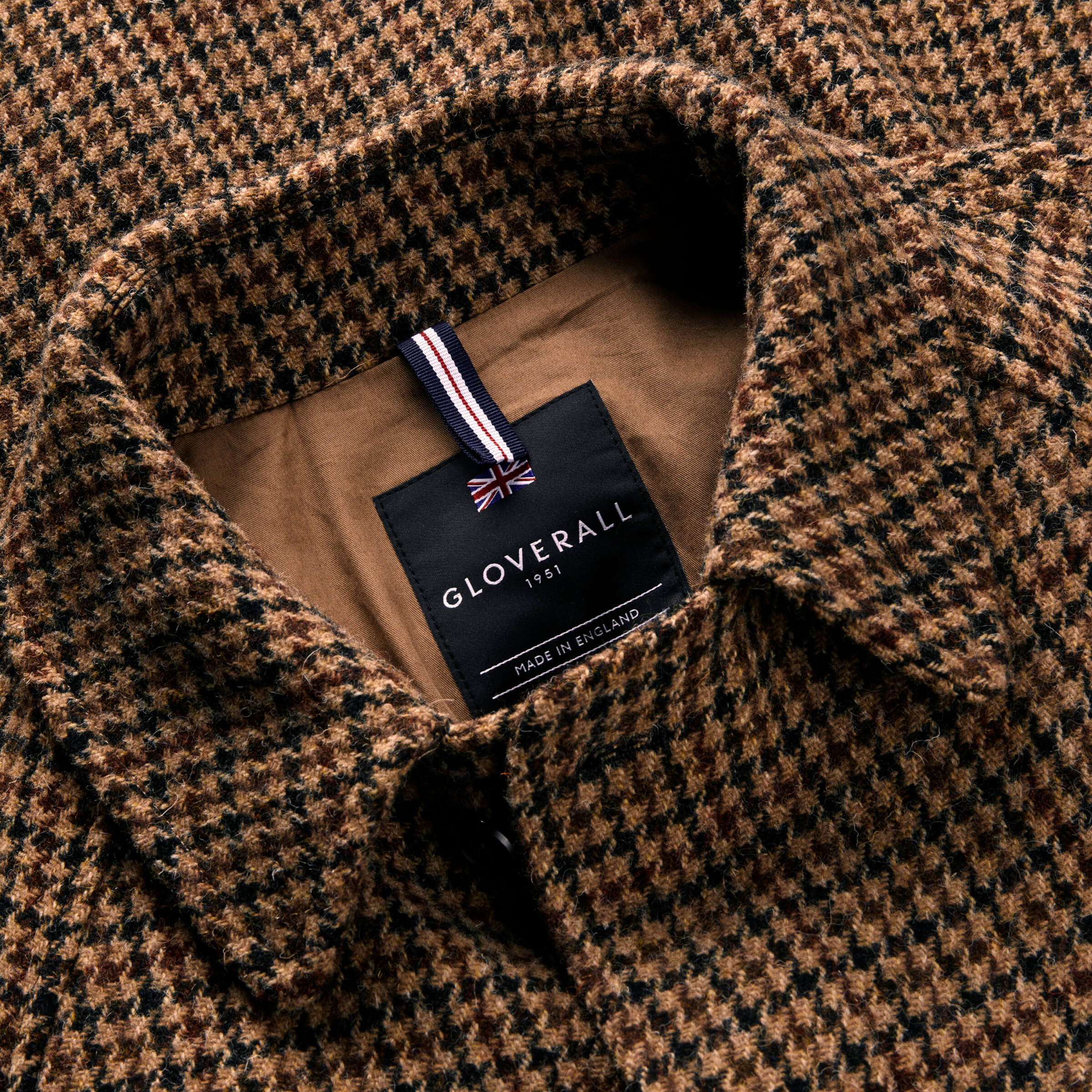Men's Hynes Harris Tweed Coat Brown Houndstooth - Gloverall
