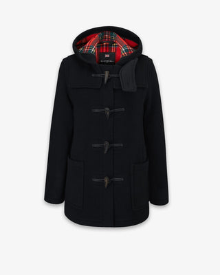 Donna Freda Corto Slim Fit Cappotto con alamari Nero Royal Stewart