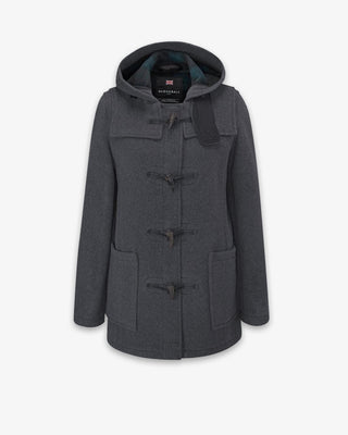 Donna Freda Corto Slim Fit Cappotto con alamari Grigio Black Watch