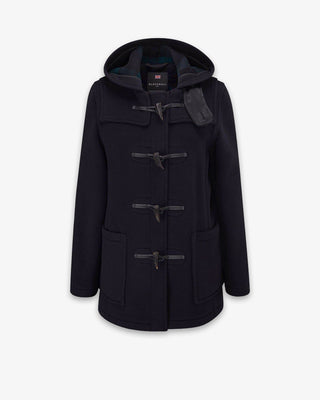 Donna Freda Corto Slim Fit Cappotto con alamari Blu Navy Black Watch