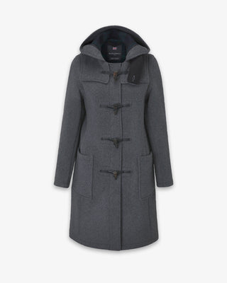 Women's Freda Long Slim Fit Duffle Coat Grey Black Watch
