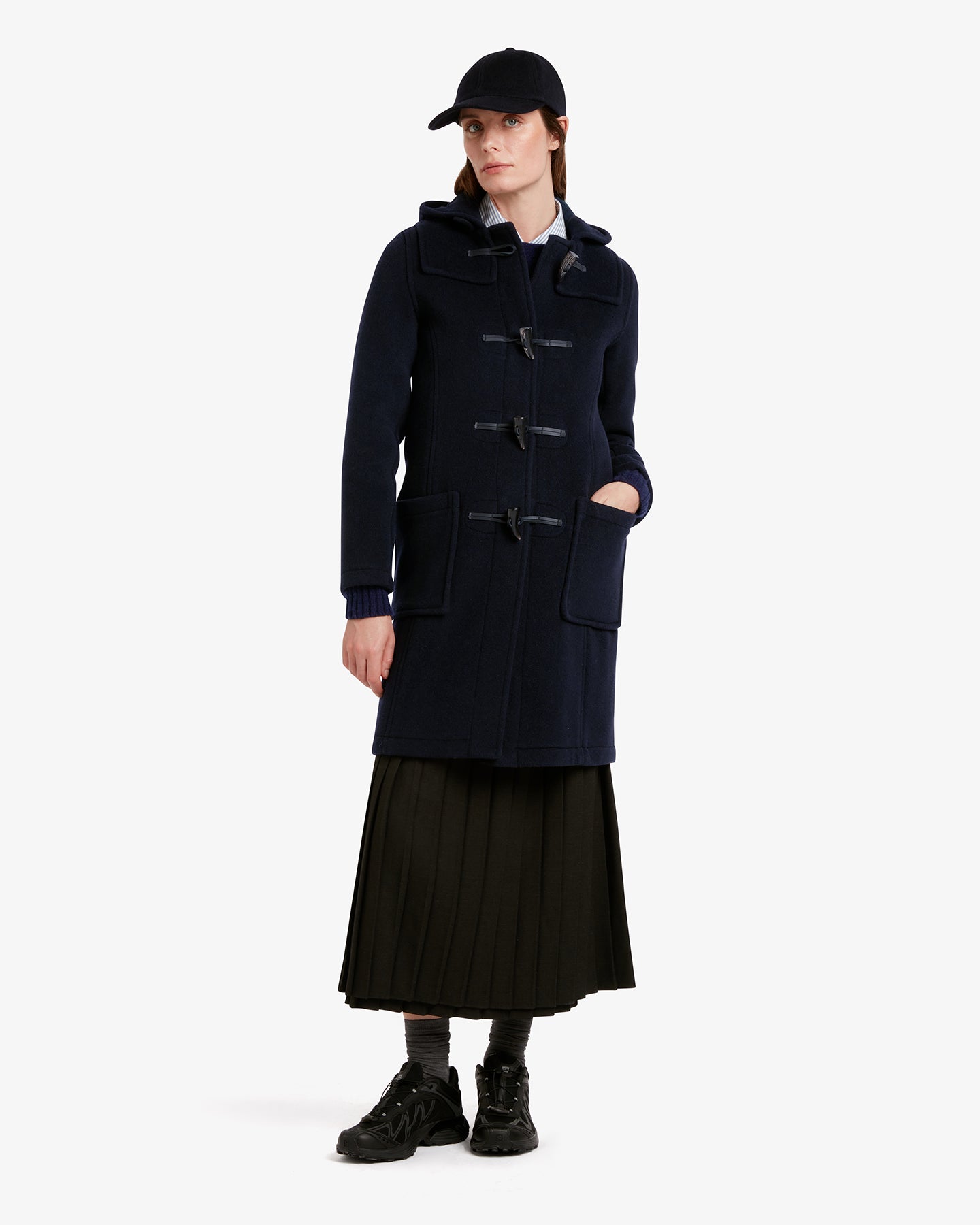Freda Long Slim Fit Duffle Coat Navy Watch