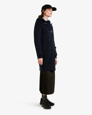Women's Freda Long Slim Fit Duffle Coat Navy Black Watch by Gloverall