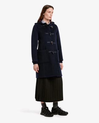 Langer schlanker Fit Duffle Coat Navy Royal Stewart