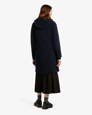 Langer schlanker Fit Duffle Coat Navy Royal Stewart