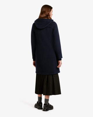 Women's Freda Long Slim Fit Duffle Coat Navy Royal Stewart by Gloverall