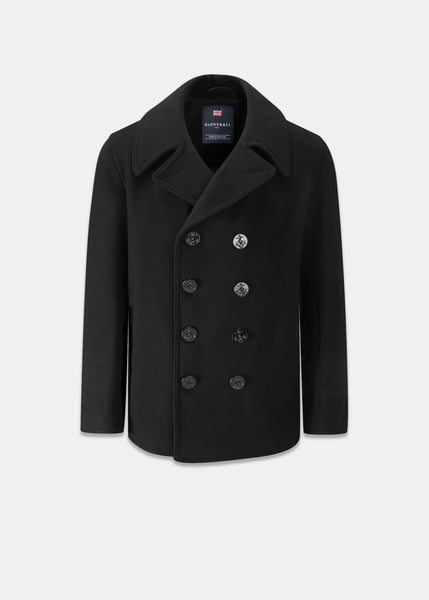 Men's Admiralty Melton Wool Peacoat Black | Gloverall