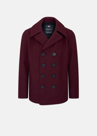 Men's Admiralty Melton Wool Peacoat Burgundy