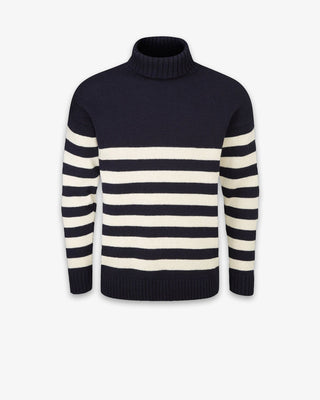 Men's Breton Submariner Jumper Navy with Ecru Stripes