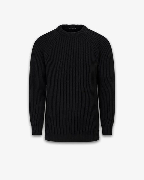 fisherman sweater mens black wool jumper