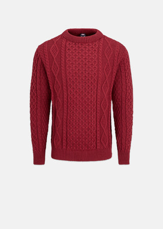 Men's Aran Jumper Burgundy