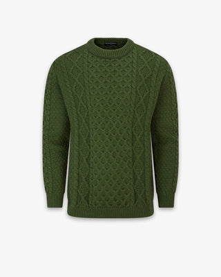 Herren Aran Pullover Grün