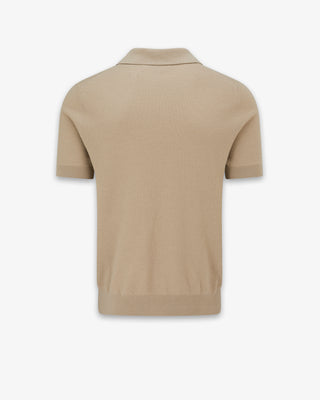Men's Short Sleeve Knitted Polo Shirt Camel