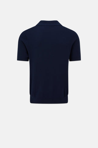 Men's Short Sleeve Knitted Polo Shirt Navy