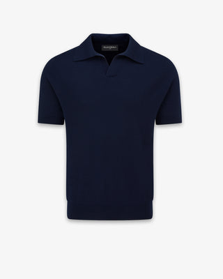 Men's Short Sleeve Knitted Polo Shirt Navy