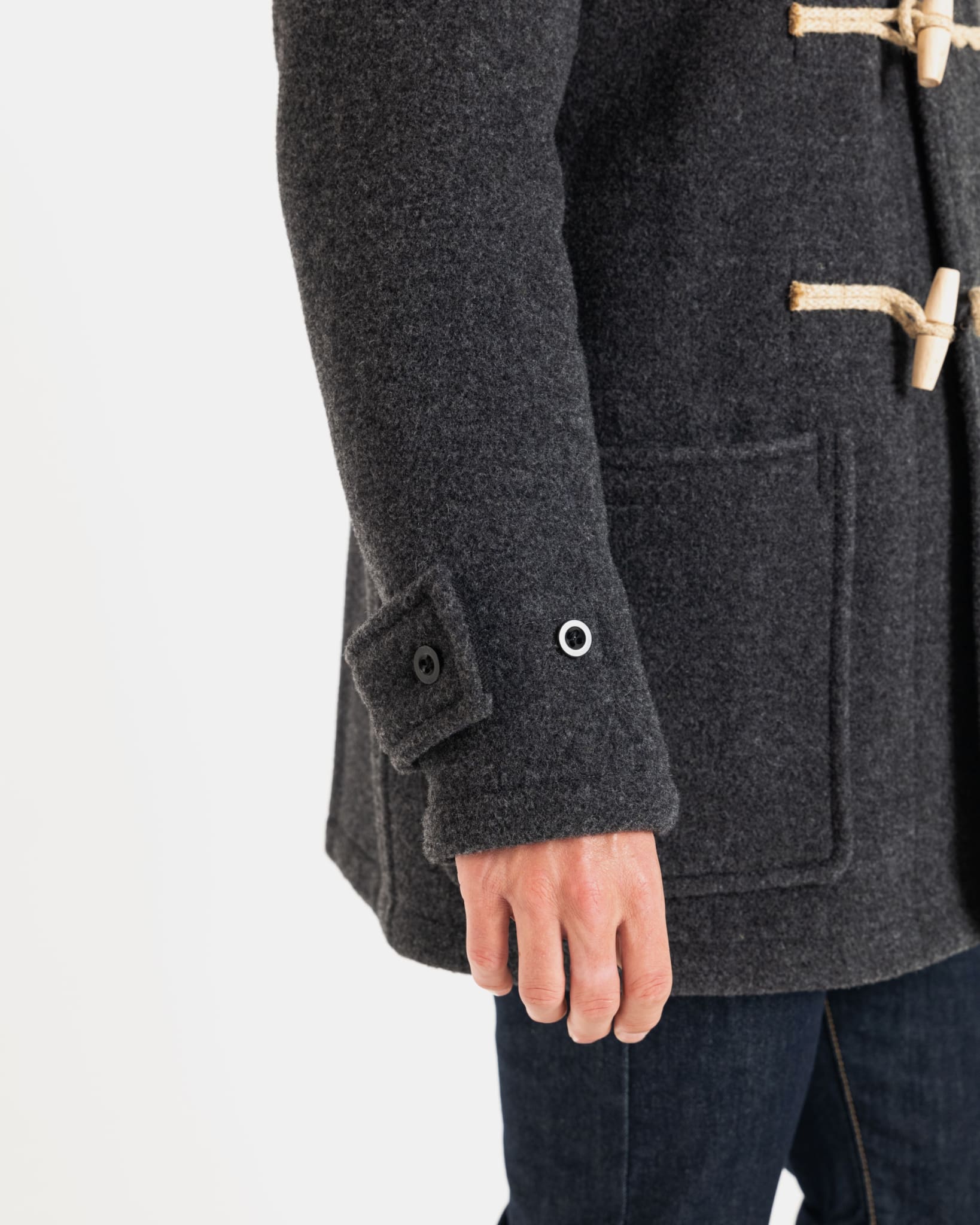 Men's Mid-Length Monty Duffle Coat Charcoal with Union Jack Lining