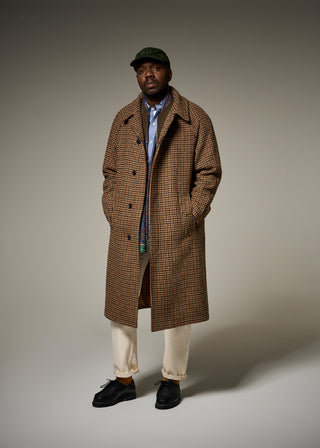 Hynes Harris Tweed Coat Brown Houndstooth Gloverall
