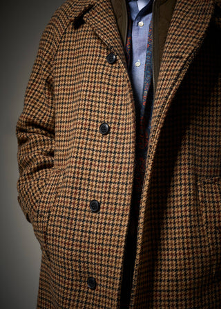 Men's Hynes Harris Tweed® Overcoat Brown Houndstooth