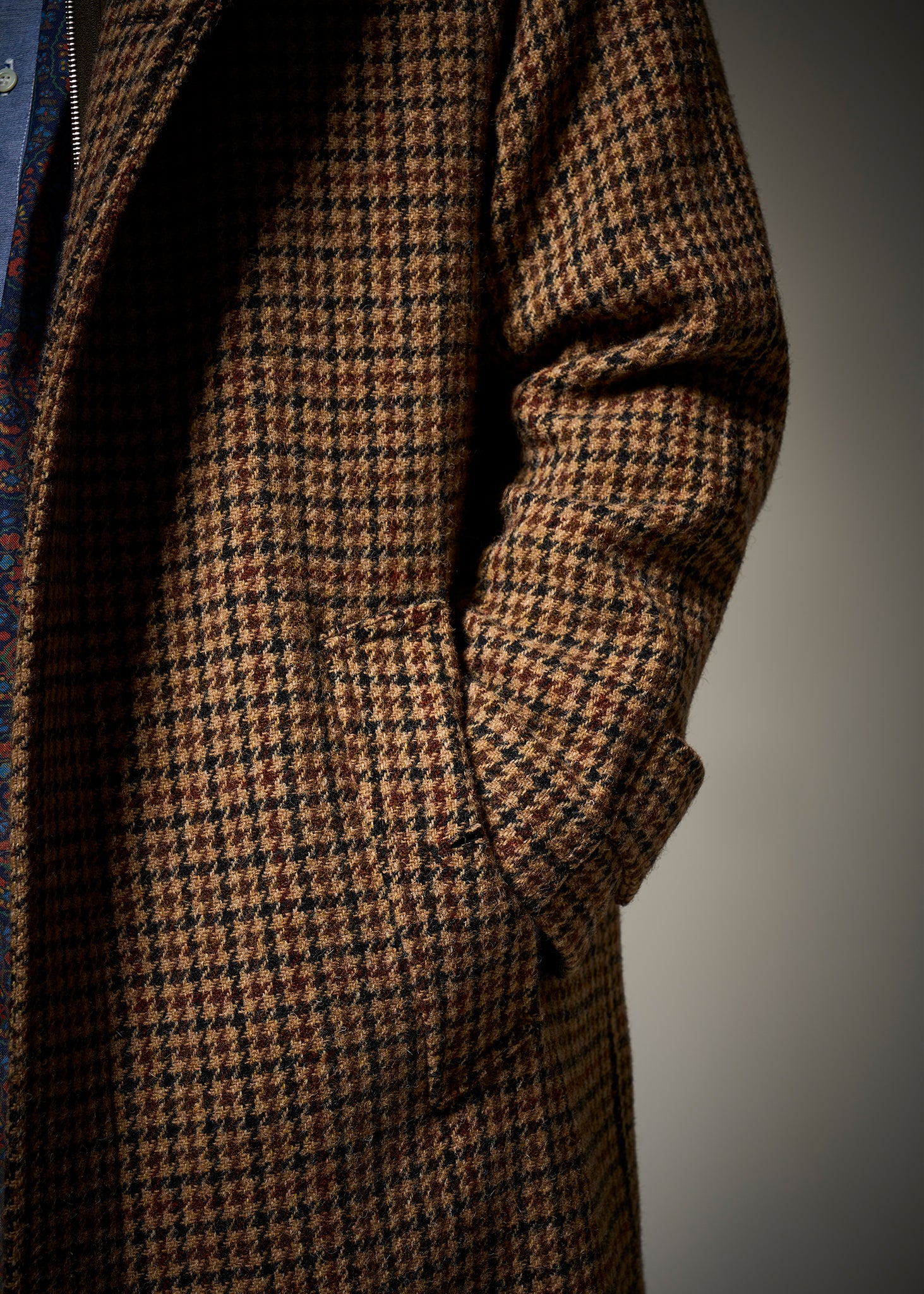 Men's Hynes Harris Tweed Coat Brown Houndstooth - Gloverall