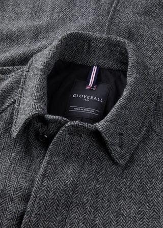 Hynes Harris Tweed Coat Charcoal Herringbone Gloverall