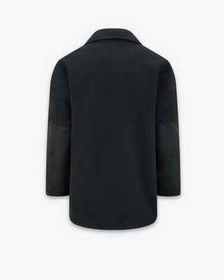Men's Gloverall x Norbit Reversible Dufflewool Peacoat in Black, fleece side, back, by Gloverall