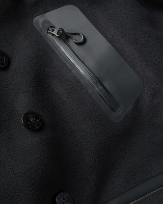 Men's Gloverall x Norbit Reversible Dufflewool Peacoat in Black, taped zip chest pocket on the fleece side detail, by Gloverall