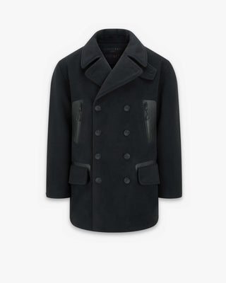 Men's Gloverall x Norbit Reversible Dufflewool Peacoat in Black, fleece side, front, by Gloverall