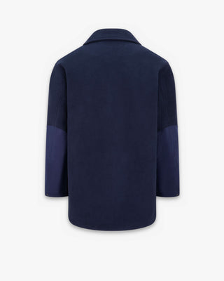 Men's Gloverall x Norbit Reversible Dufflewool Peacoat in Dark Navy, fleece side, back, by Gloverall
