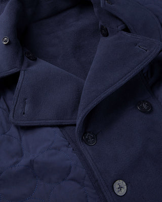 Men's Gloverall x Norbit Reversible Dufflewool Peacoat in Dark Navy, fleece collar and onion quilted shell detail, by Gloverall