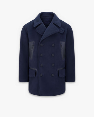 Men's Gloverall x Norbit Reversible Dufflewool Peacoat in Dark Navy, fleece side, front, by Gloverall