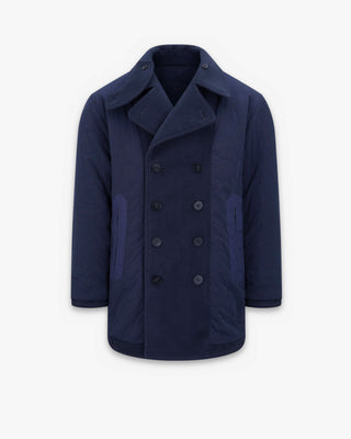 Men's Gloverall x Norbit Reversible Dufflewool Peacoat in Dark Navy, onion quilted side, front, by Gloverall