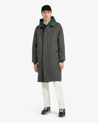 Men's Hynes Harris Tweed® Overcoat Charcoal Herringbone