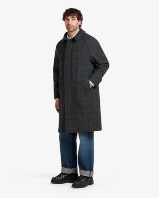 Men's Hynes Harris Tweed Overcoat Grey Check Blue Stripe by Gloverall