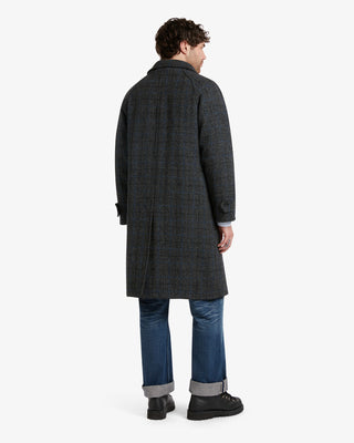 Men's Hynes Harris Tweed Overcoat Grey Check Blue Stripe by Gloverall