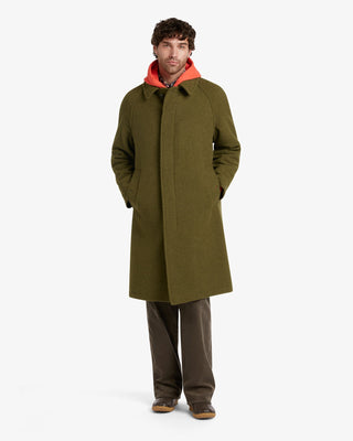 Men's Hynes Wool Overcoat in Olive Green by Gloverall