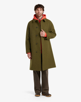 Men's Hynes Wool Overcoat in Olive Green by Gloverall
