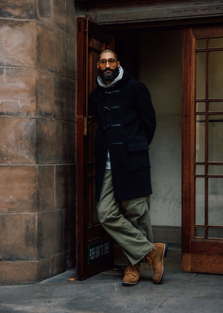 モリスダッフルコートブラックスチュワート