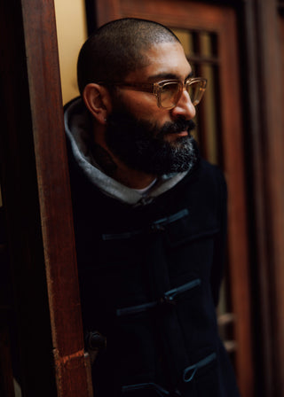 モリスダッフルコートブラックスチュワート