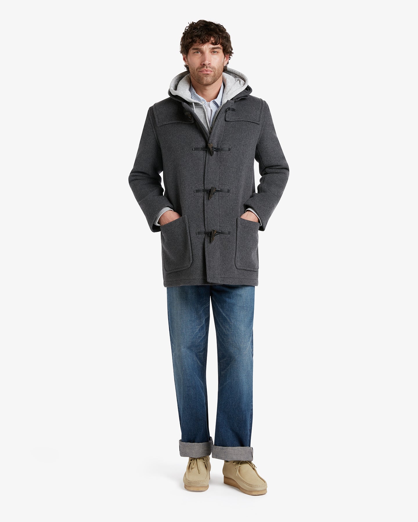 Morris Mid Length Duffle Coat Grey Watch