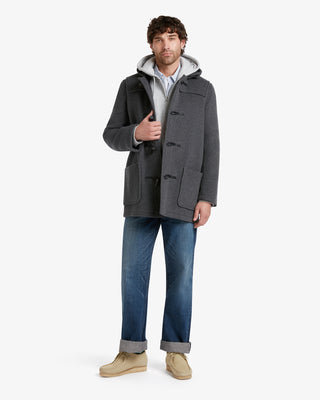 Men's Morris Mid-Length Duffle Coat Grey Black Watch by Gloverall